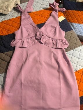 Idem Ditto Lilac Tie-Shoulder Mini Dress